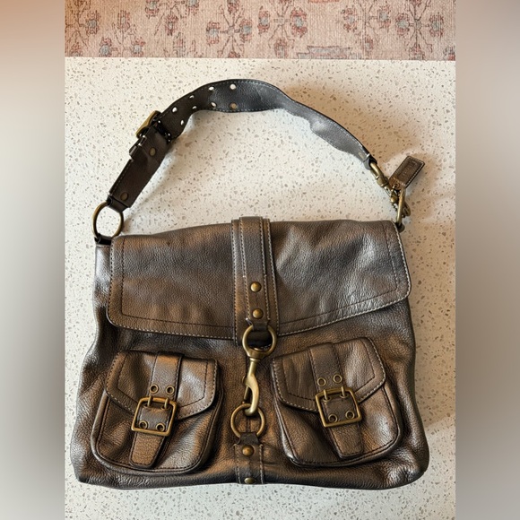RARE VINTAGE Coach Metallic Leather Legacy Brooklyn Messenger Tote G06K-7466 - Picture 1 of 16